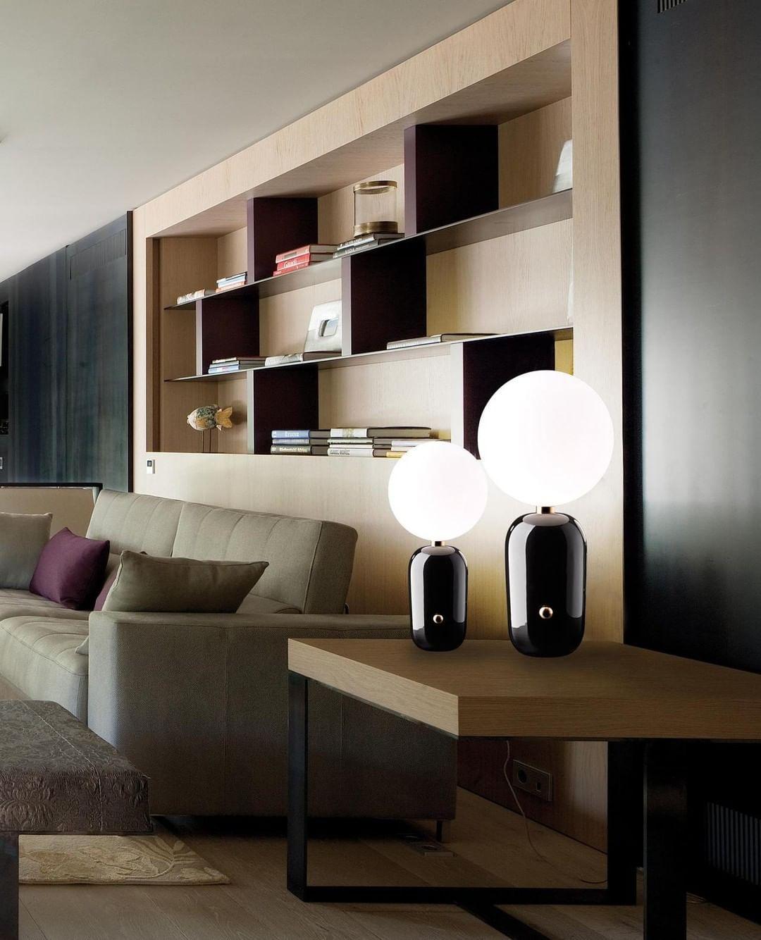 Modern Glass Globe Table Lamp with Polished Metal Frame for Modern Ambient Lighting