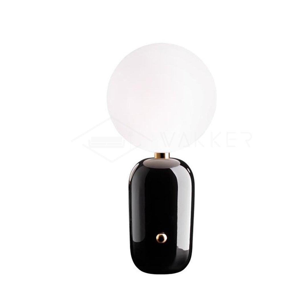Modern Glass Globe Table Lamp with Polished Metal Frame for Modern Ambient Lighting