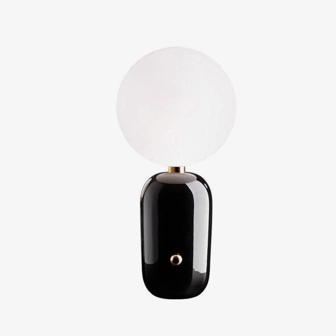 Modern Glass Globe Table Lamp with Polished Metal Frame for Modern Ambient Lighting