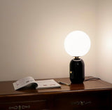 Modern Glass Globe Table Lamp with Polished Metal Frame for Modern Ambient Lighting