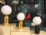 Modern Glass Globe Table Lamp with Polished Metal Frame for Modern Ambient Lighting