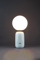 Modern Glass Globe Table Lamp with Polished Metal Frame for Modern Ambient Lighting