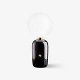 Modern Glass Globe Table Lamp with Polished Metal Frame for Modern Ambient Lighting