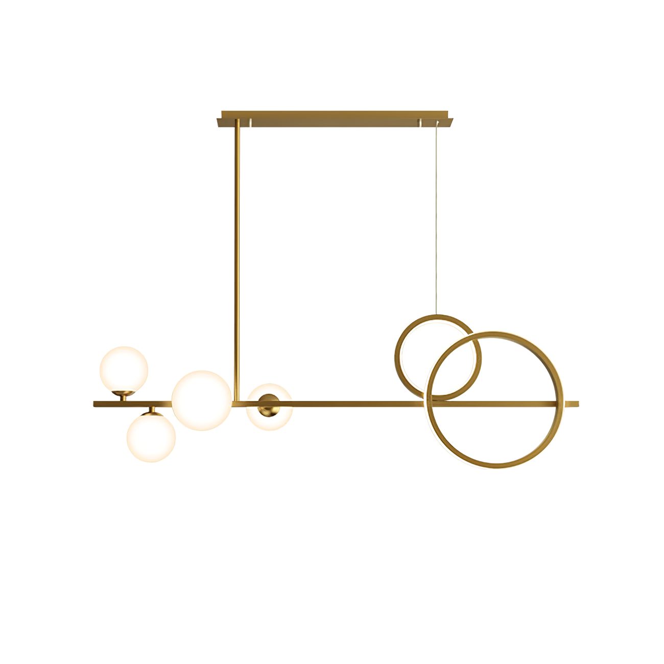 modern-brass-led-linear-chandelier-with-white-glass-spheres-for-restaurant-and-dining-room