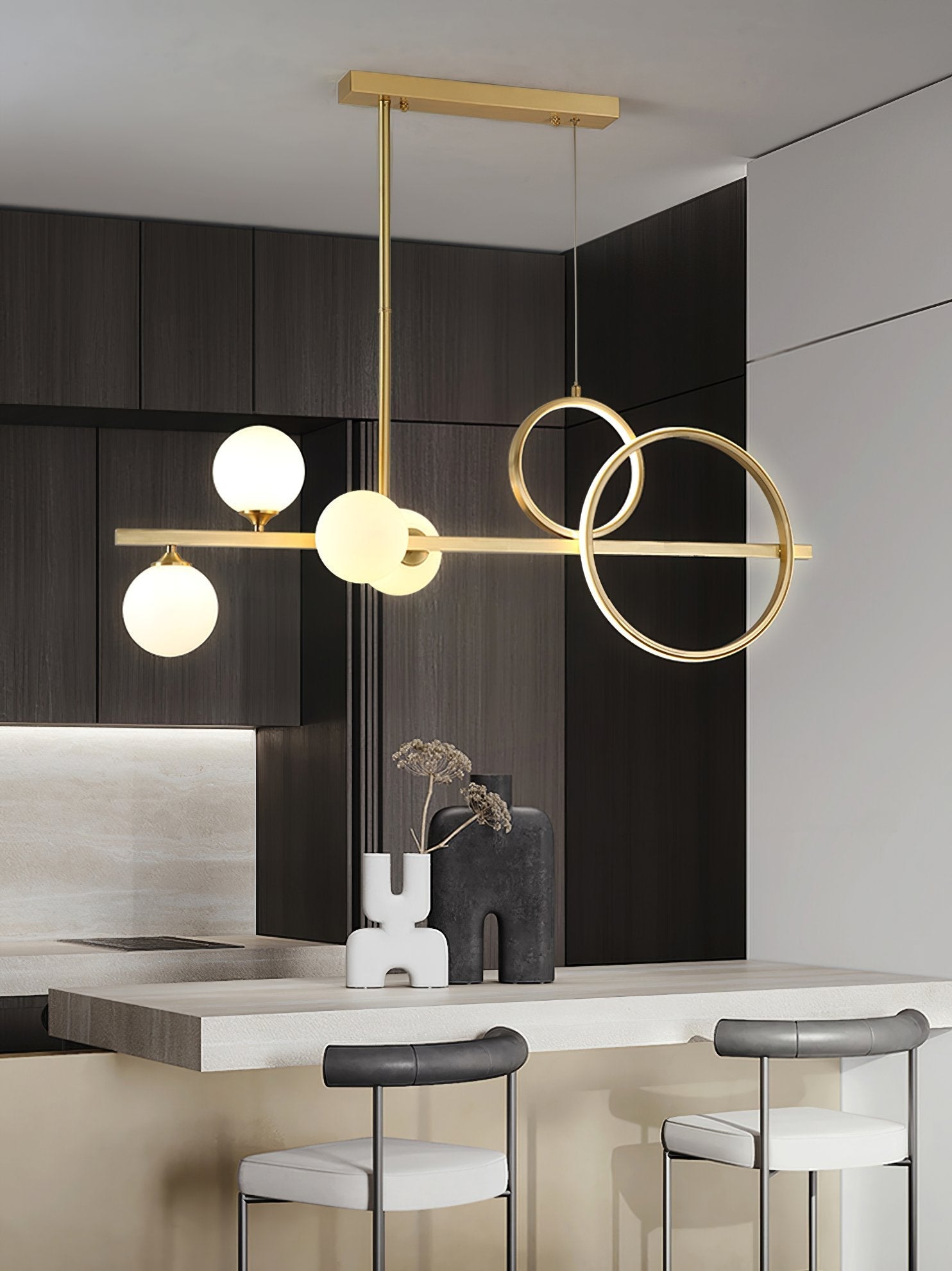 modern-brass-led-linear-chandelier-with-white-glass-spheres-for-restaurant-and-dining-room