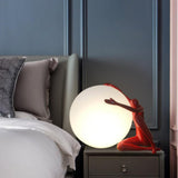 Modern Abstract Humanoid Resin Table Lamp with Spherical Acrylic Diffuser for Reading and Decor