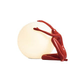 Modern Abstract Humanoid Resin Table Lamp with Spherical Acrylic Diffuser for Reading and Decor