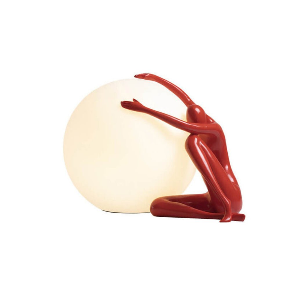 Modern Abstract Humanoid Resin Table Lamp with Spherical Acrylic Diffuser for Reading and Decor