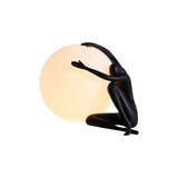 Modern Abstract Humanoid Resin Table Lamp with Spherical Acrylic Diffuser for Reading and Decor