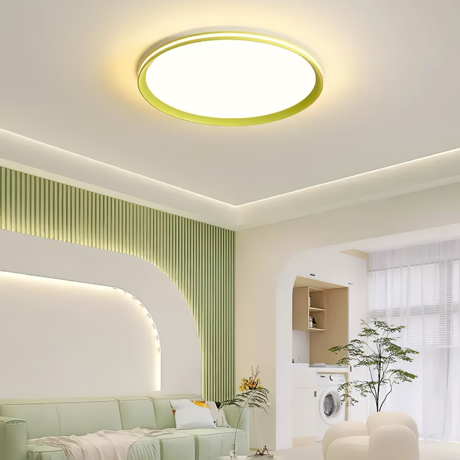 Modern Round Acrylic LED Flush Mount Ceiling Light for Living Room and Kitchen