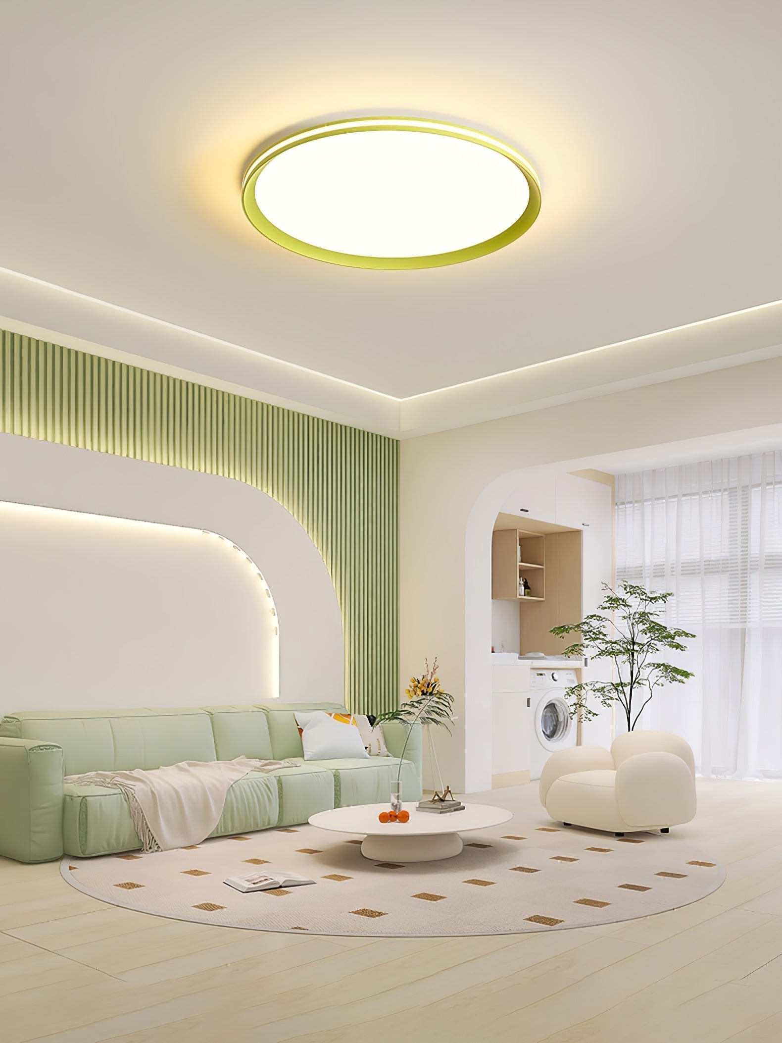 Modern Round Acrylic LED Flush Mount Ceiling Light for Living Room and Kitchen