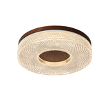 Modern Round Acrylic Halo LED Ceiling Light with Wood Trim and Adjustable Three Color Temperatures
