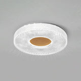 Modern Round Acrylic Halo LED Ceiling Light with Wood Trim and Adjustable Three Color Temperatures