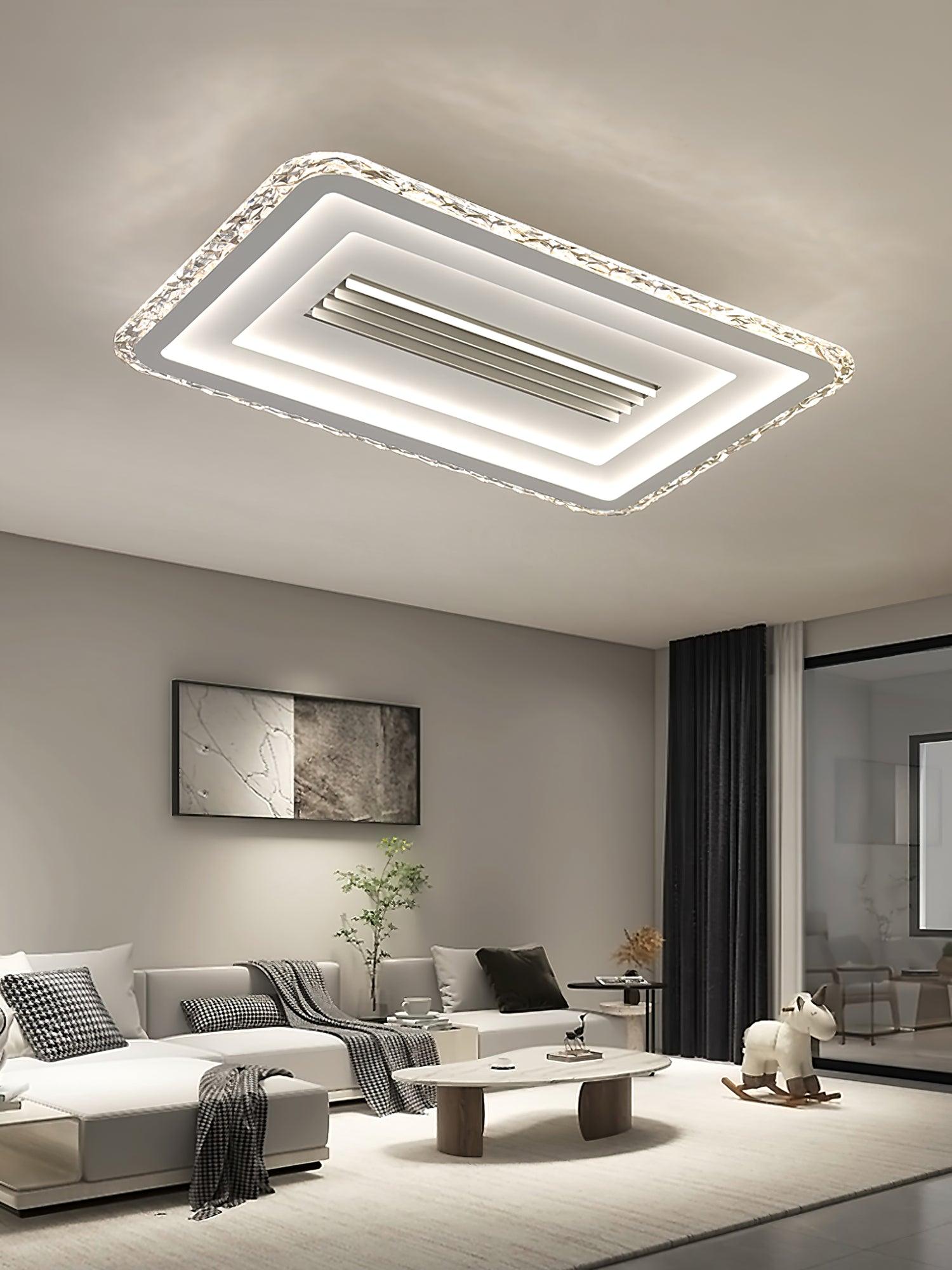 Large 38.6 Inch Modern Rectangular LED Ceiling Lamp Ultrathin Flush Mount Lighting White