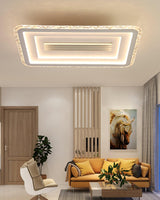 Large 38.6 Inch Modern Rectangular LED Ceiling Lamp Ultrathin Flush Mount Lighting White