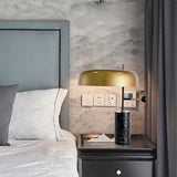 Modern Adam Table Lamp with Black Marble Base and Gold Metal Shade for Bedroom and Office