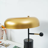 Modern Adam Table Lamp with Black Marble Base and Gold Metal Shade for Bedroom and Office