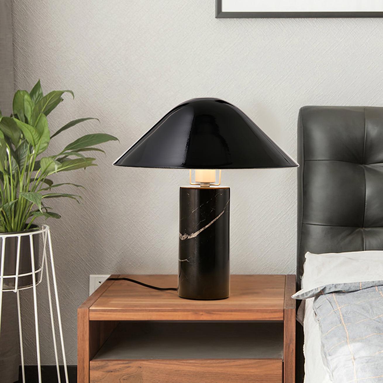 Adelaide Modern Marble Table Lamp with Metal Shade for Contemporary Bedside Lighting