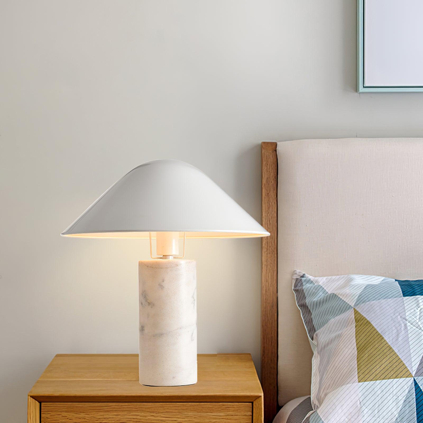 Adelaide Modern Marble Table Lamp with Metal Shade for Contemporary Bedside Lighting