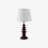 Modern Black Walnut Table Lamp with Handmade Linen Fabric Shade for Bedroom and Living Room