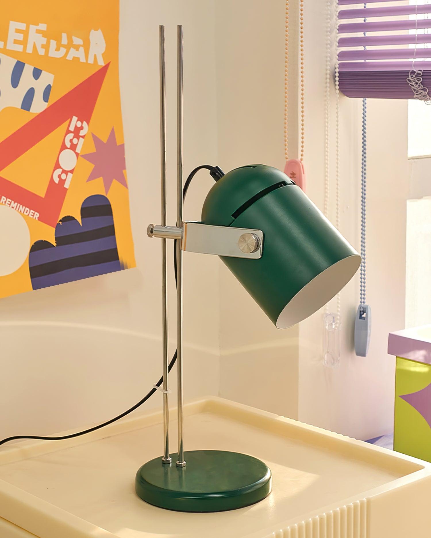 Modern Adjustable Height Metal Desk Lamp with Pivoting Head for Home Office