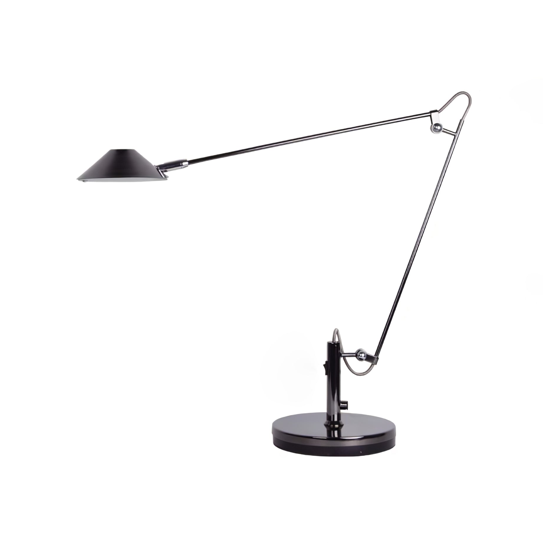 Modern Adjustable Black Metal Office Desk Lamp with LED Cone Shade