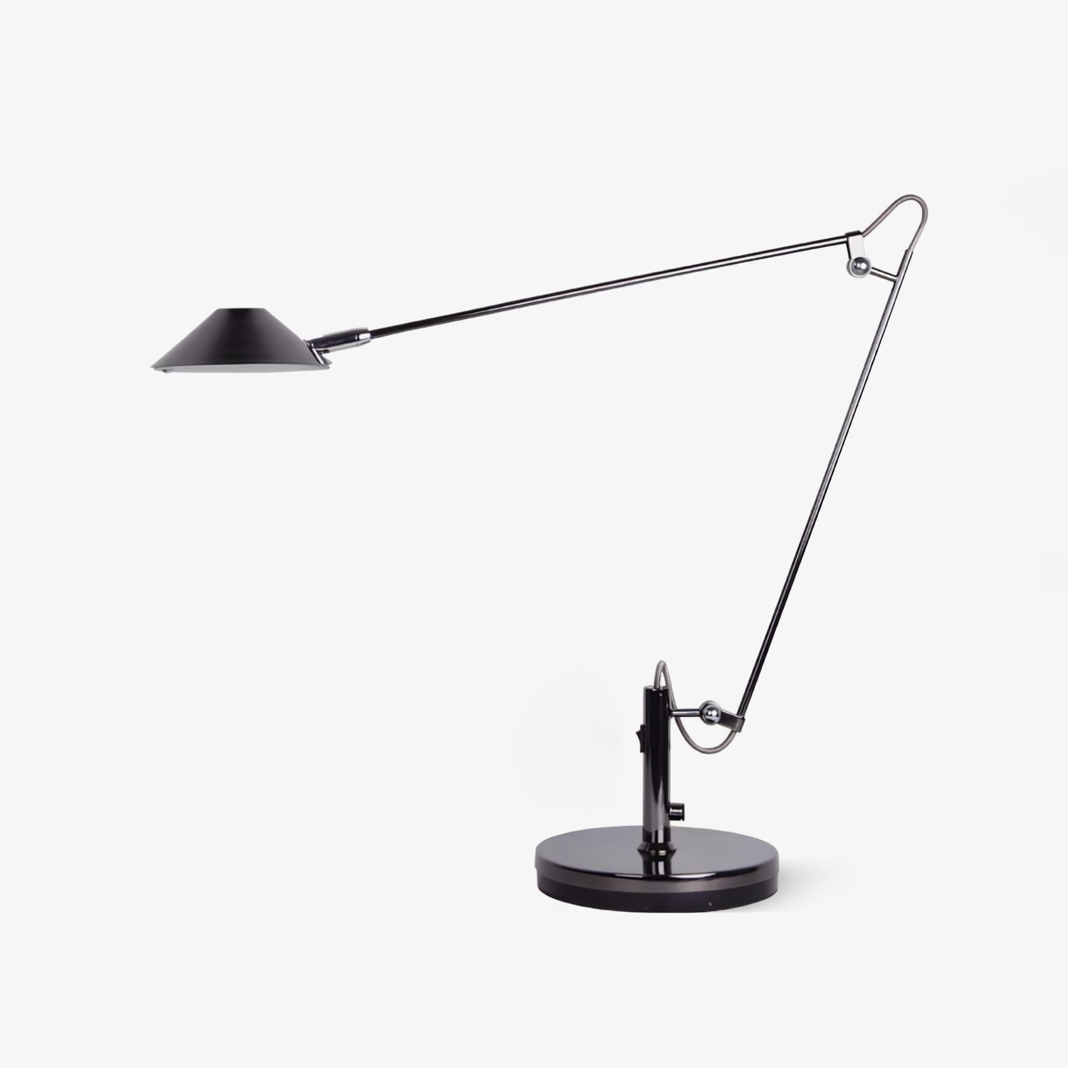 Modern Adjustable Black Metal Office Desk Lamp with LED Cone Shade