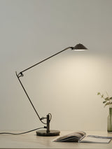 Modern Adjustable Black Metal Office Desk Lamp with LED Cone Shade