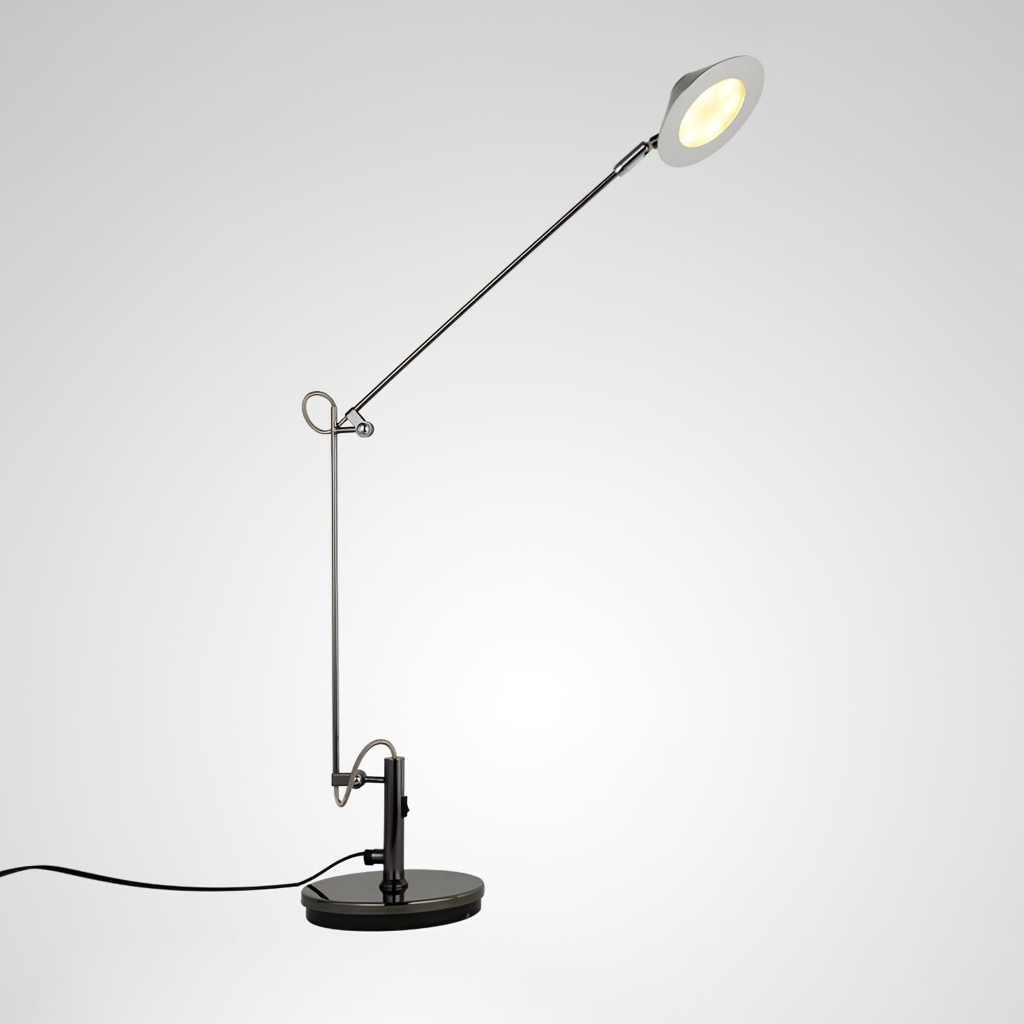 Modern Adjustable Black Metal Office Desk Lamp with LED Cone Shade