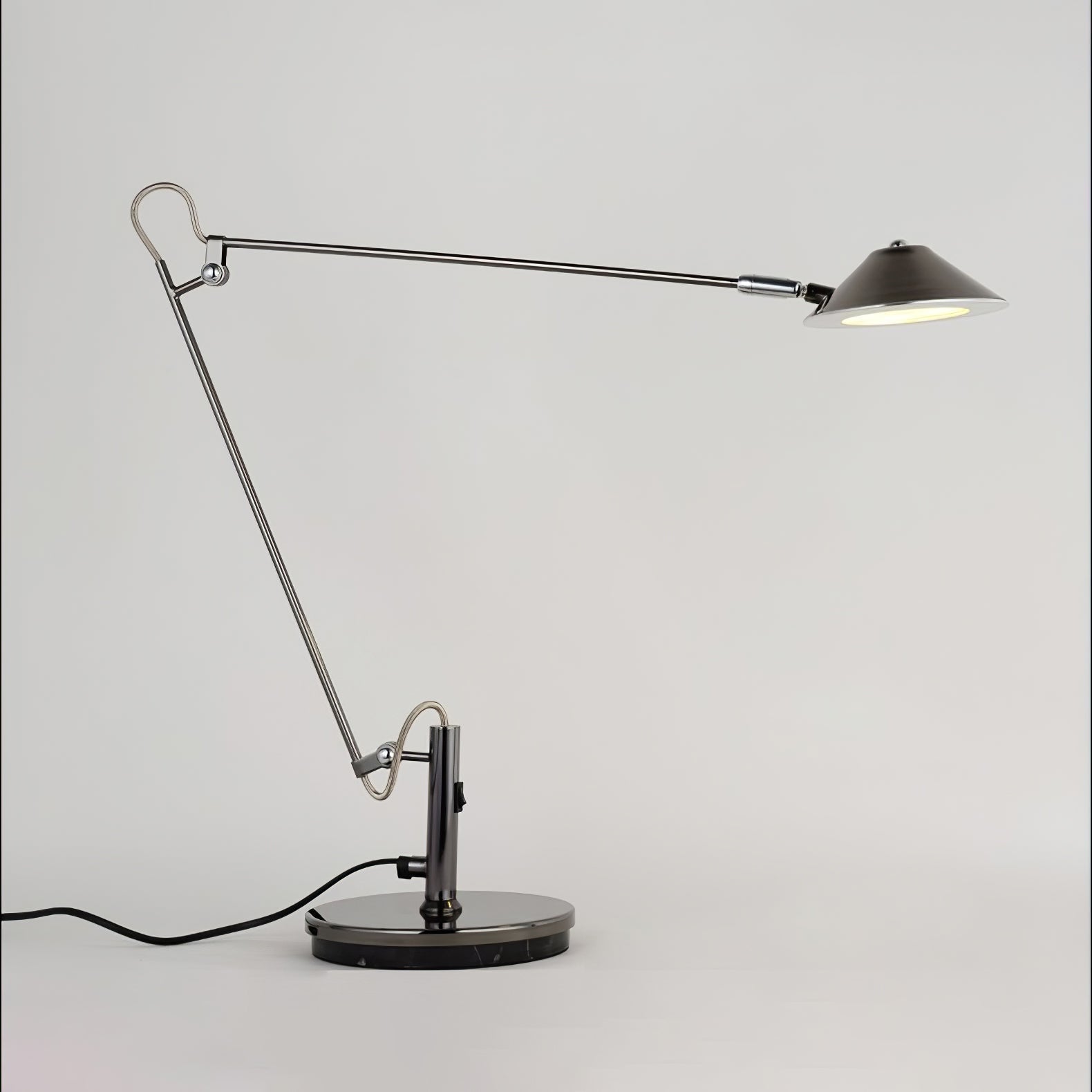Modern Adjustable Black Metal Office Desk Lamp with LED Cone Shade