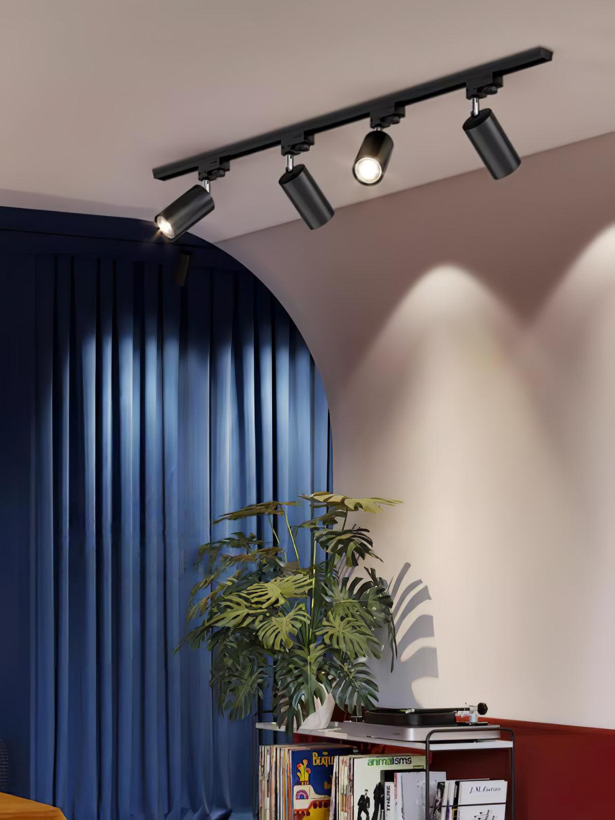 Modern Adjustable LED Track Ceiling Light with Rotatable Spotlights for Kitchen and Art Gallery