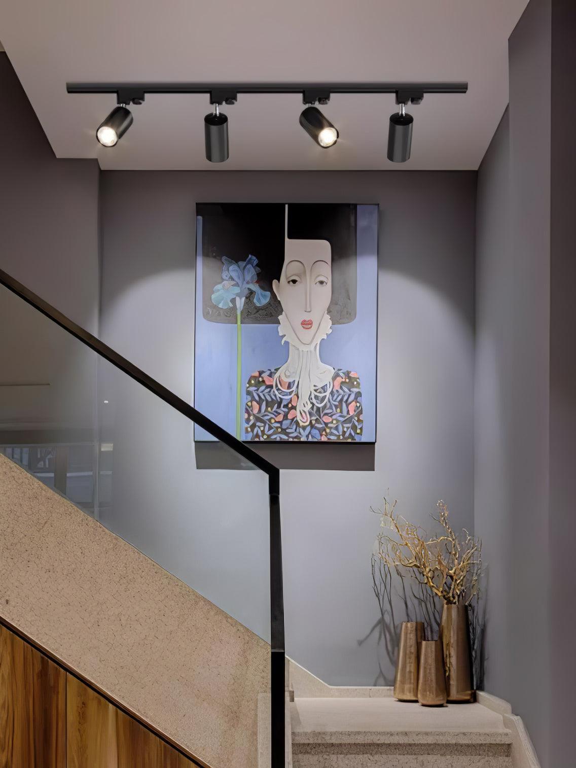 Modern Adjustable LED Track Ceiling Light with Rotatable Spotlights for Kitchen and Art Gallery