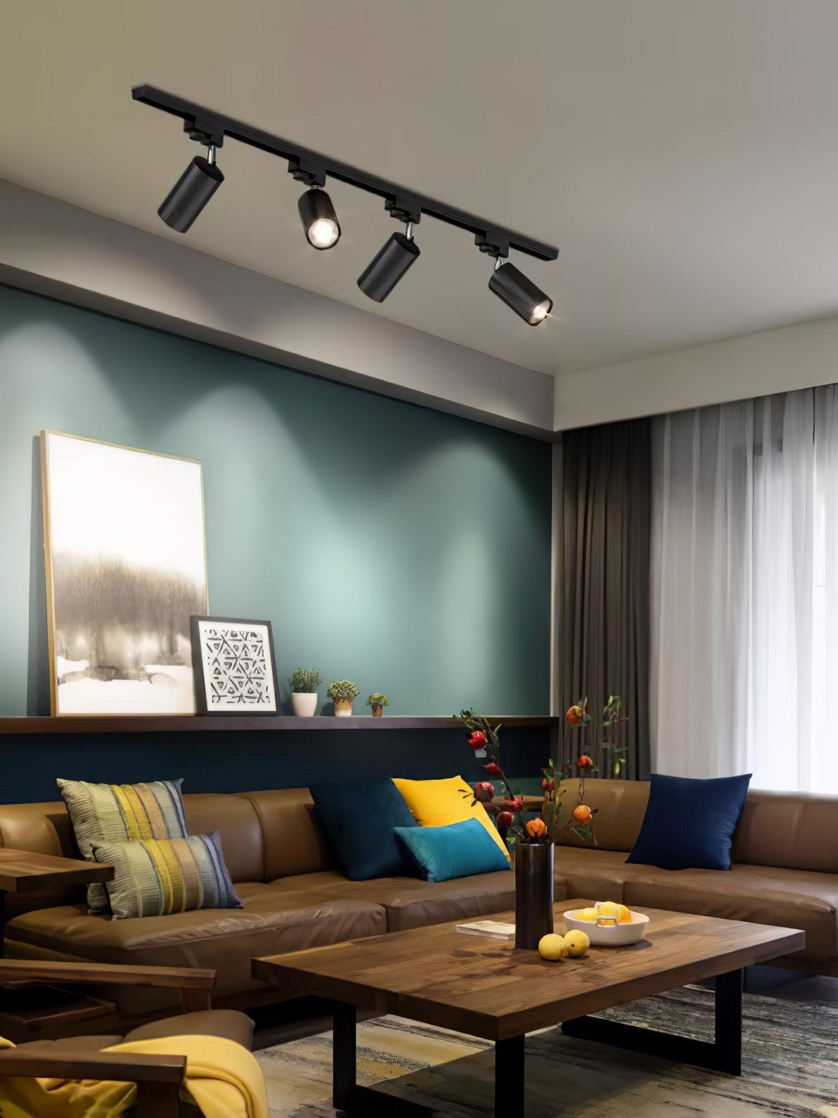 Modern Adjustable LED Track Ceiling Light with Rotatable Spotlights for Kitchen and Art Gallery