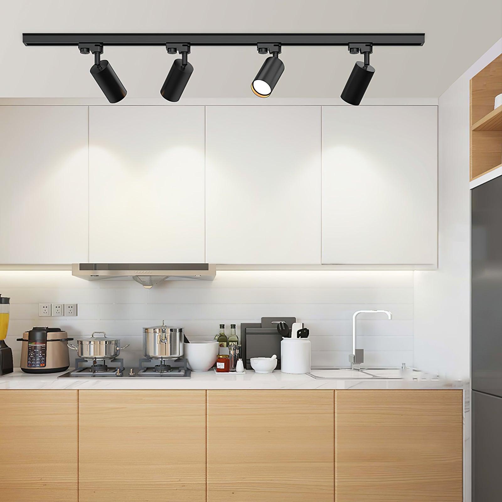 Modern Adjustable LED Track Ceiling Light with Rotatable Spotlights for Kitchen and Art Gallery