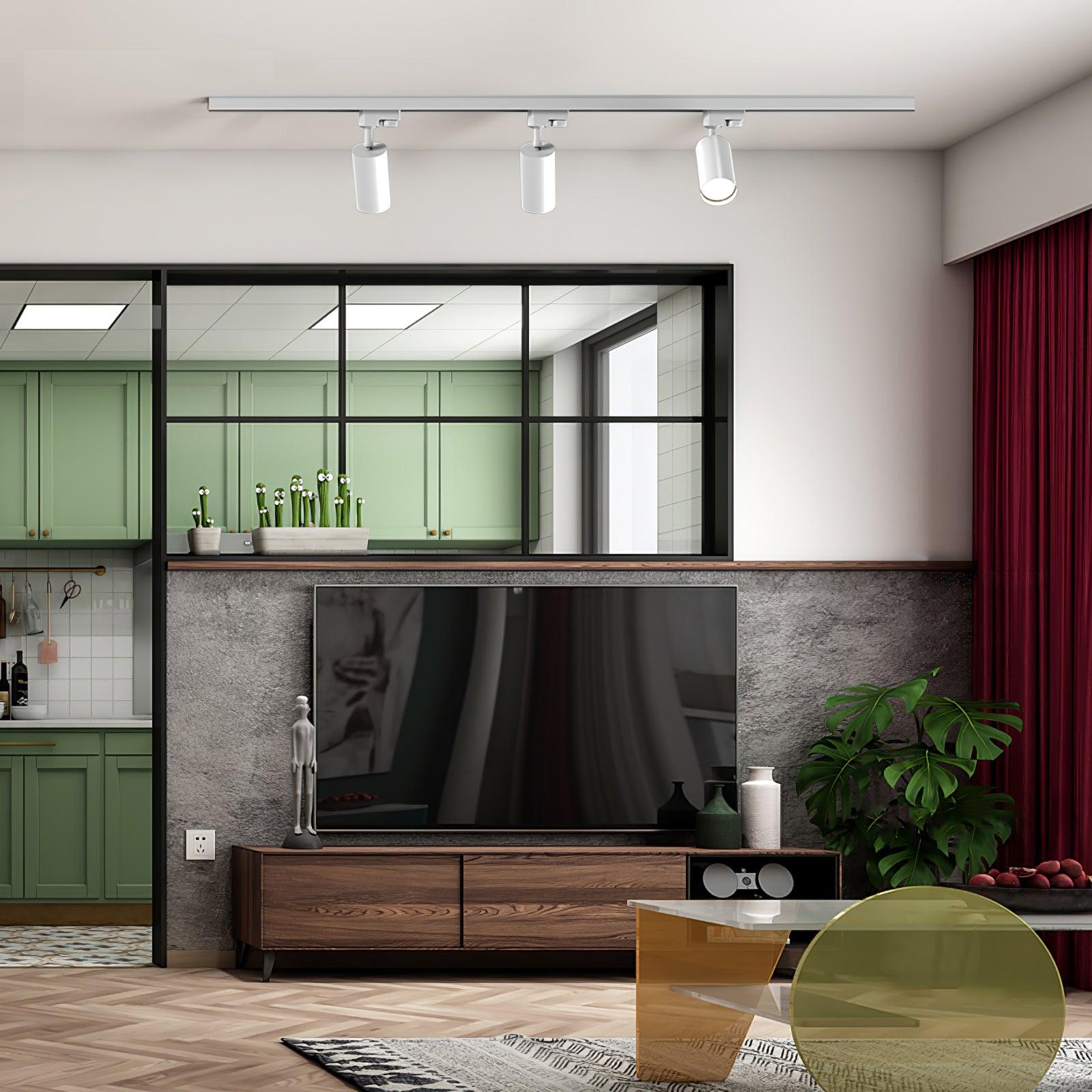 Modern Adjustable LED Track Ceiling Light with Rotatable Spotlights for Kitchen and Art Gallery