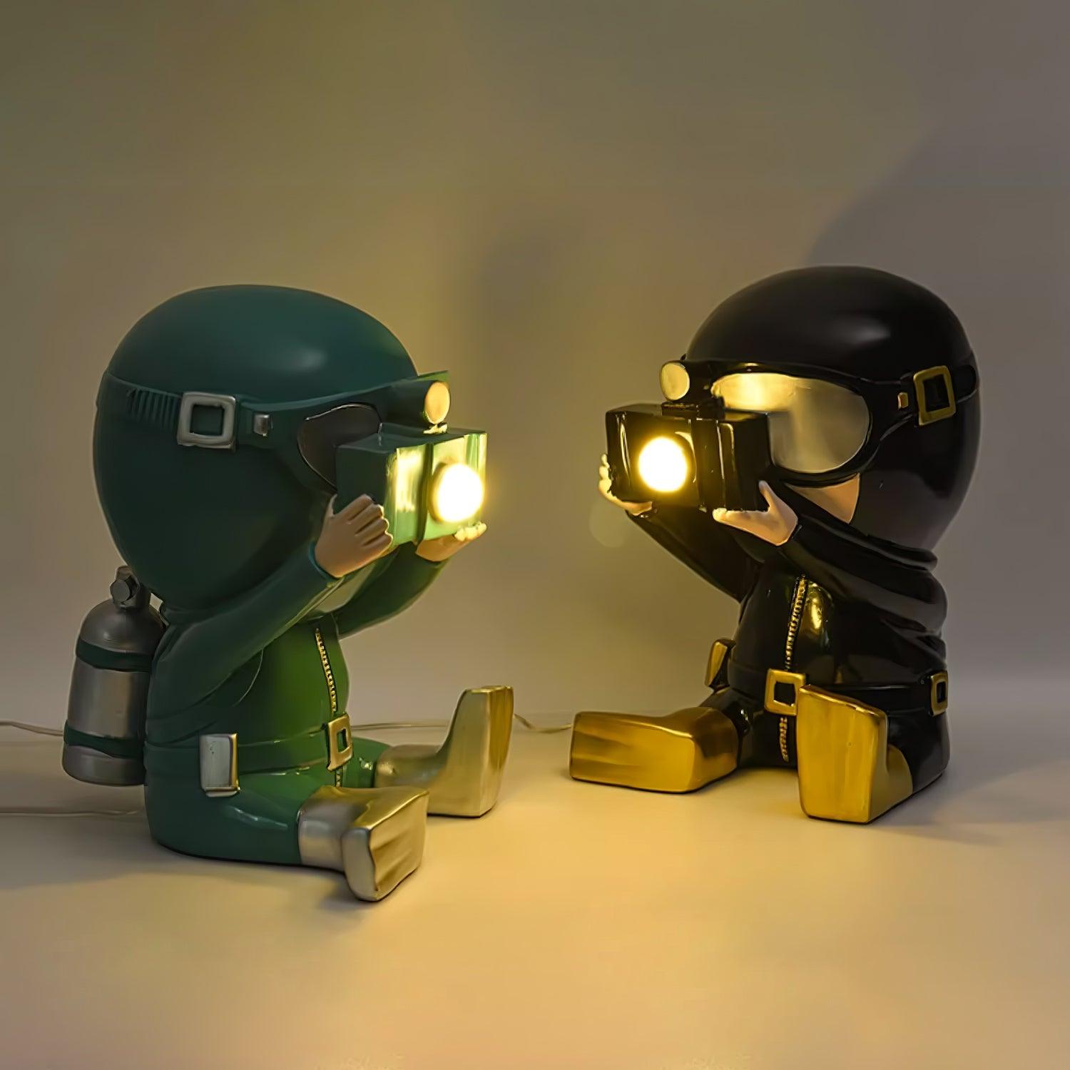 Modern Resin Adventurer Table Lamp Decorative Character Bedside Lighting for Bedrooms