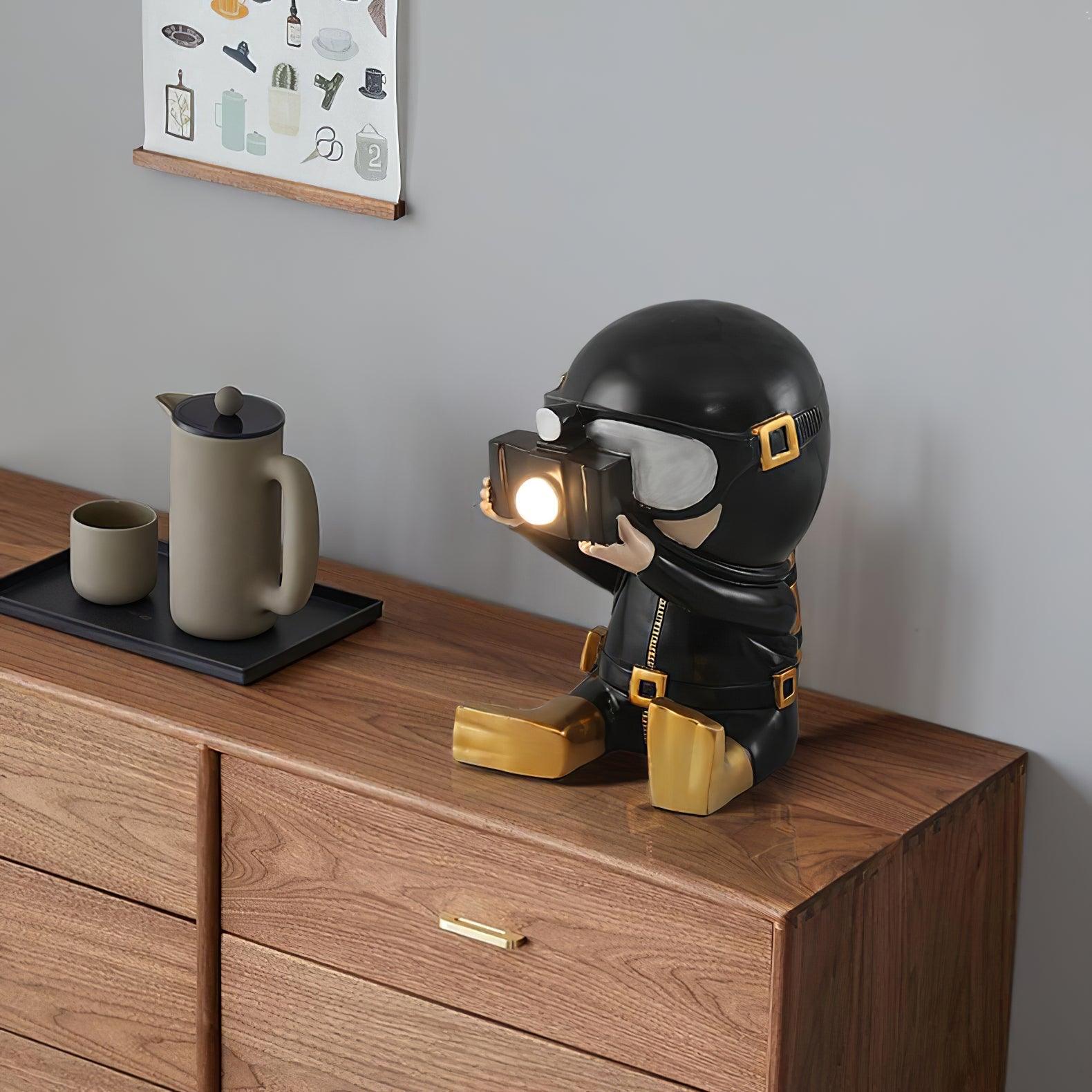 Modern Resin Adventurer Table Lamp Decorative Character Bedside Lighting for Bedrooms