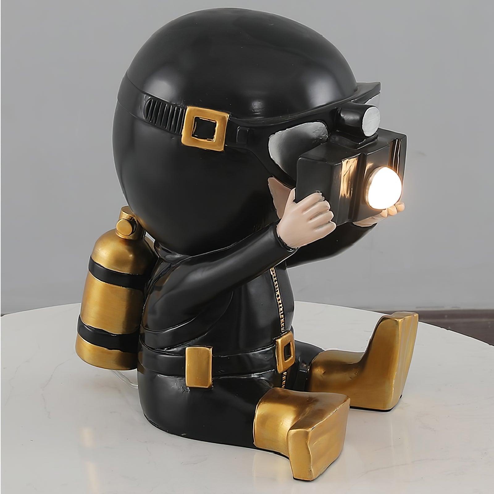 Modern Resin Adventurer Table Lamp Decorative Character Bedside Lighting for Bedrooms