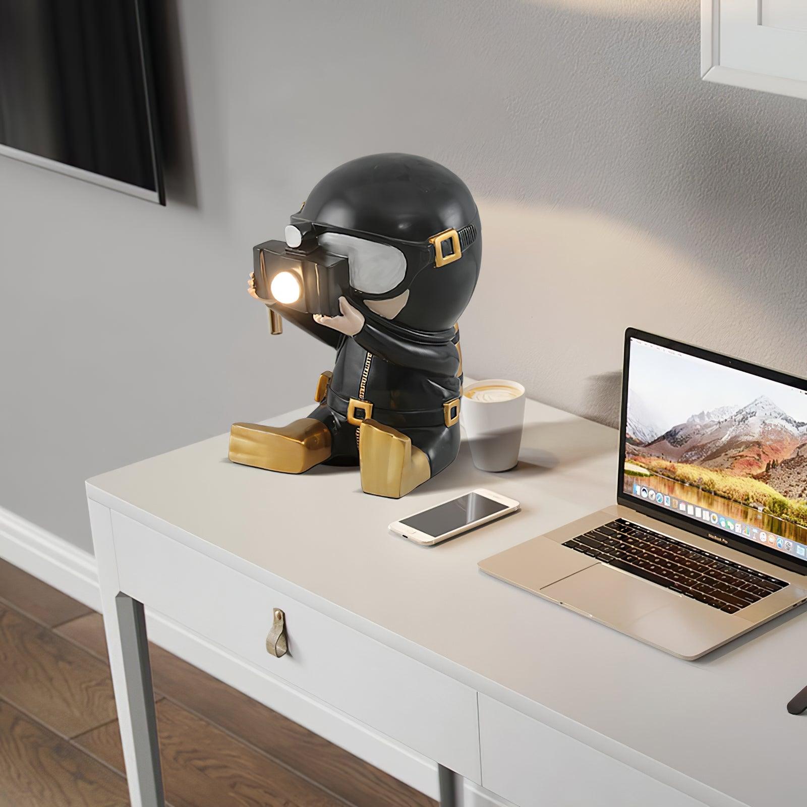 Modern Resin Adventurer Table Lamp Decorative Character Bedside Lighting for Bedrooms