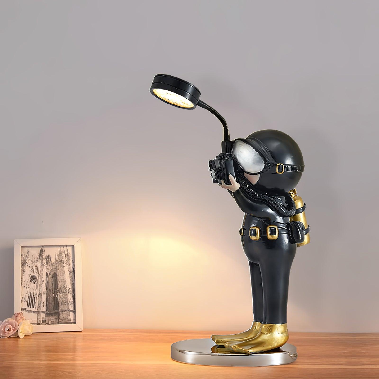 Modern Resin Adventurer Table Lamp Decorative Character Bedside Lighting for Bedrooms