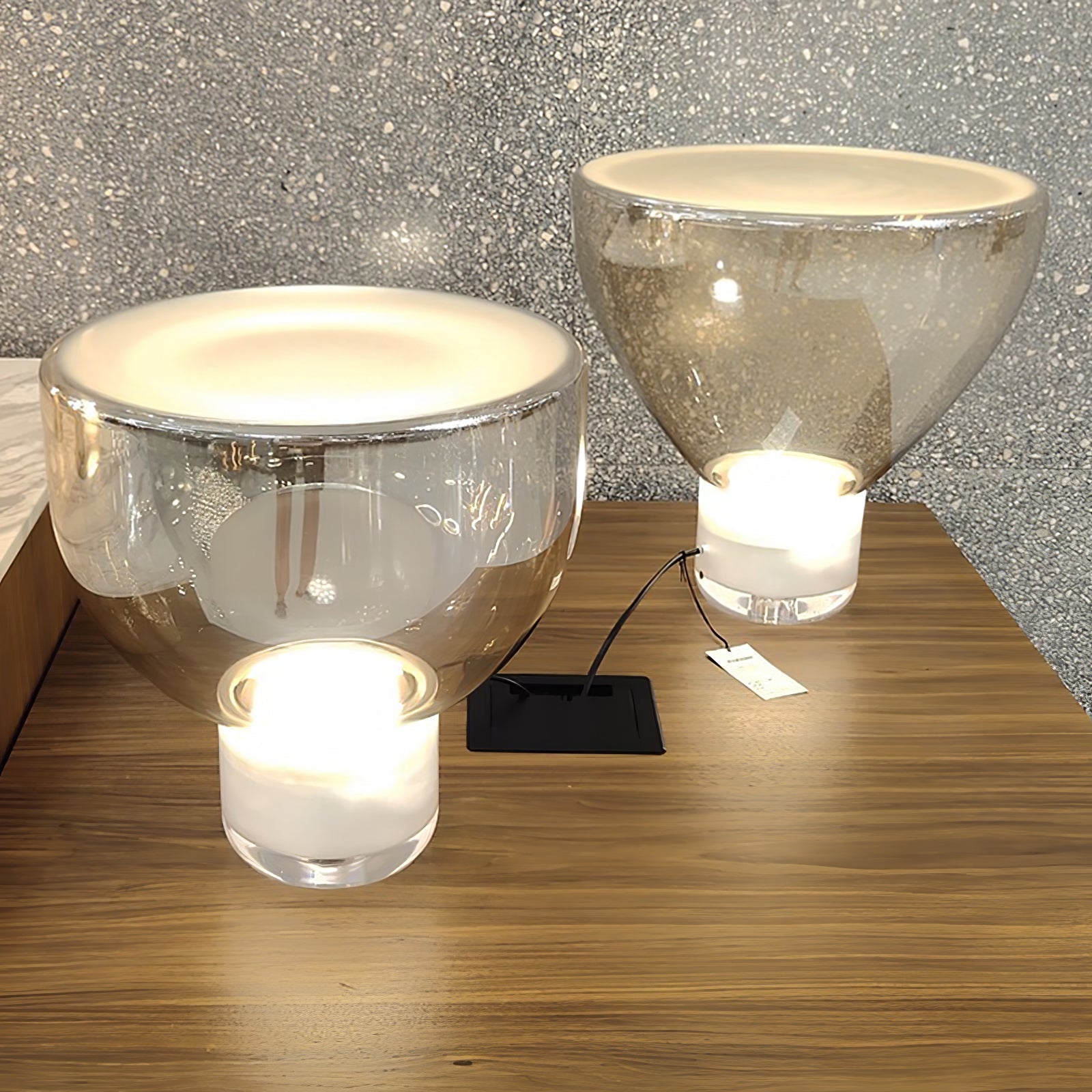 Modern Glass Cone Diffuser Table Lamp Elegant Ambient Desk Lighting for Bedroom and Living Room