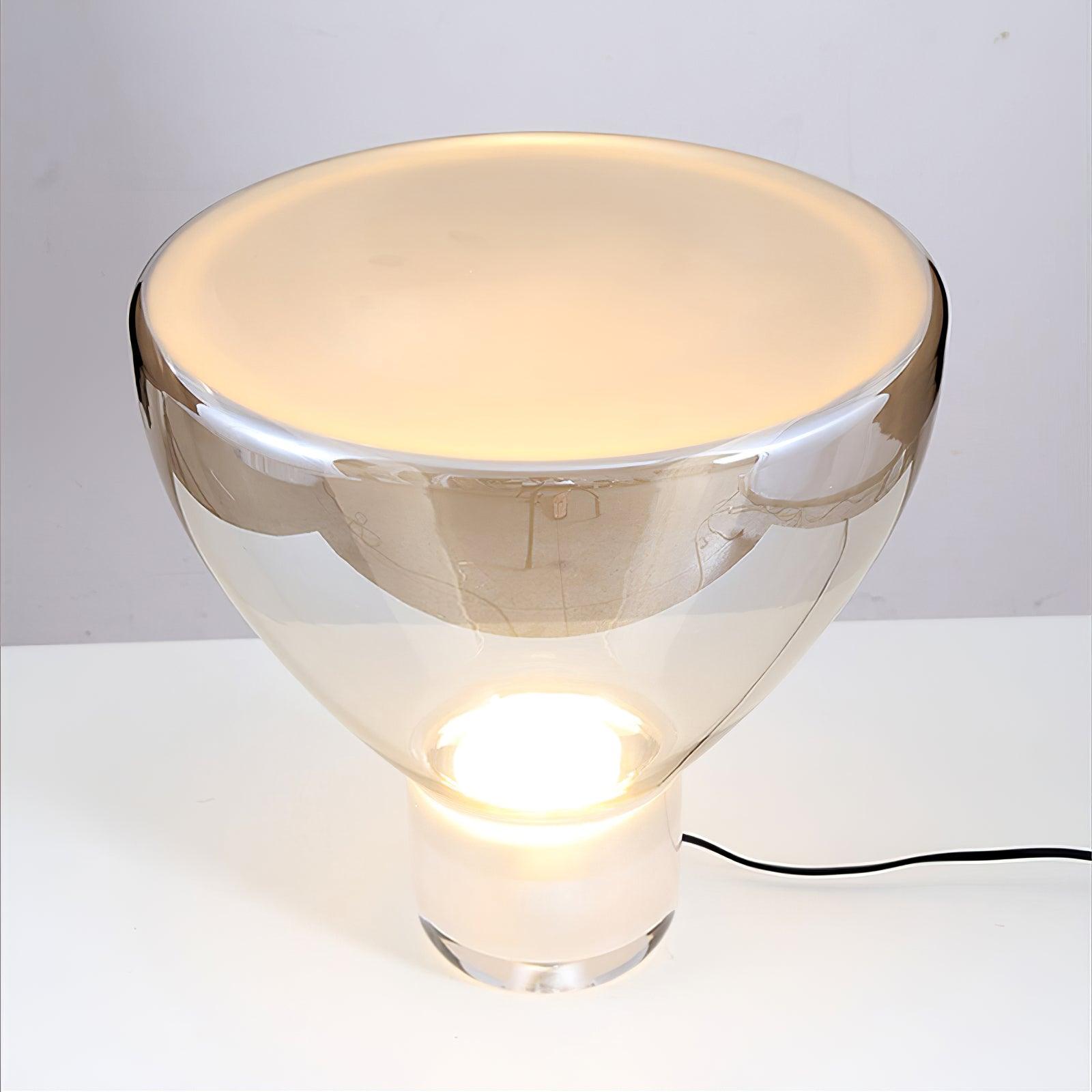 Modern Glass Cone Diffuser Table Lamp Elegant Ambient Desk Lighting for Bedroom and Living Room