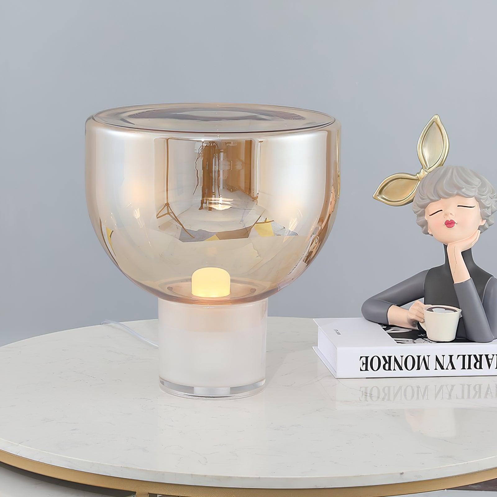 Modern Glass Cone Diffuser Table Lamp Elegant Ambient Desk Lighting for Bedroom and Living Room