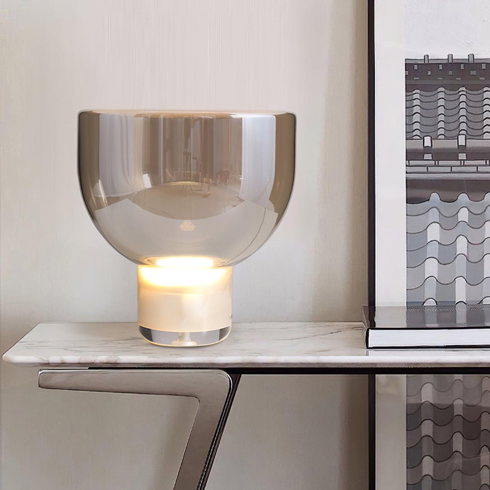 Modern Glass Cone Diffuser Table Lamp Elegant Ambient Desk Lighting for Bedroom and Living Room