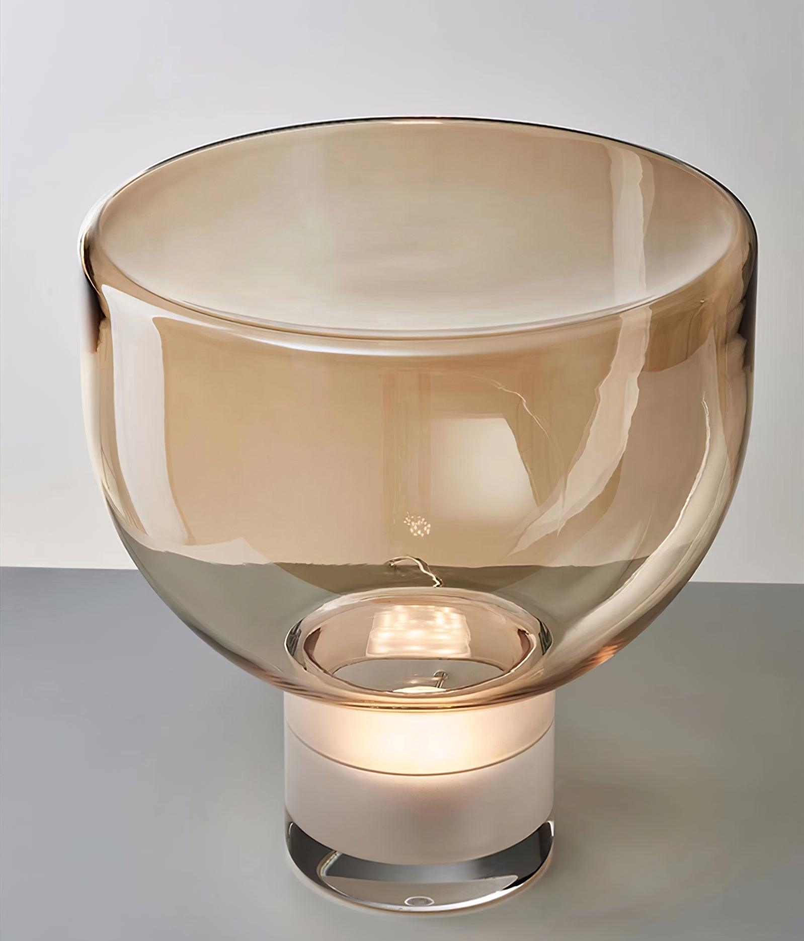 Modern Glass Cone Diffuser Table Lamp Elegant Ambient Desk Lighting for Bedroom and Living Room