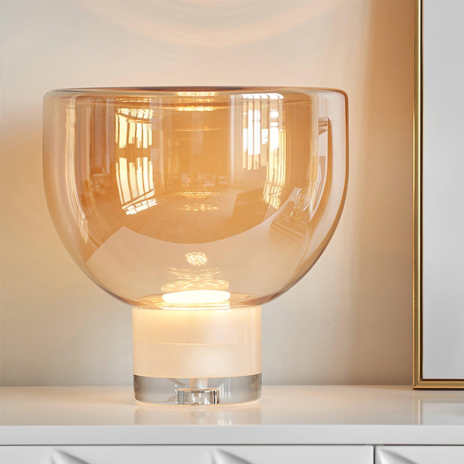 Modern Glass Cone Diffuser Table Lamp Elegant Ambient Desk Lighting for Bedroom and Living Room
