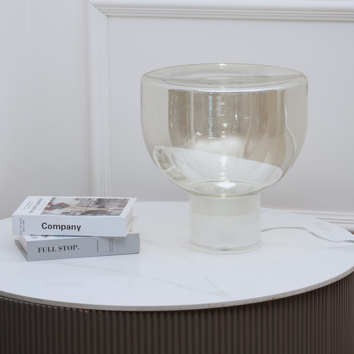 Modern Glass Cone Diffuser Table Lamp Elegant Ambient Desk Lighting for Bedroom and Living Room