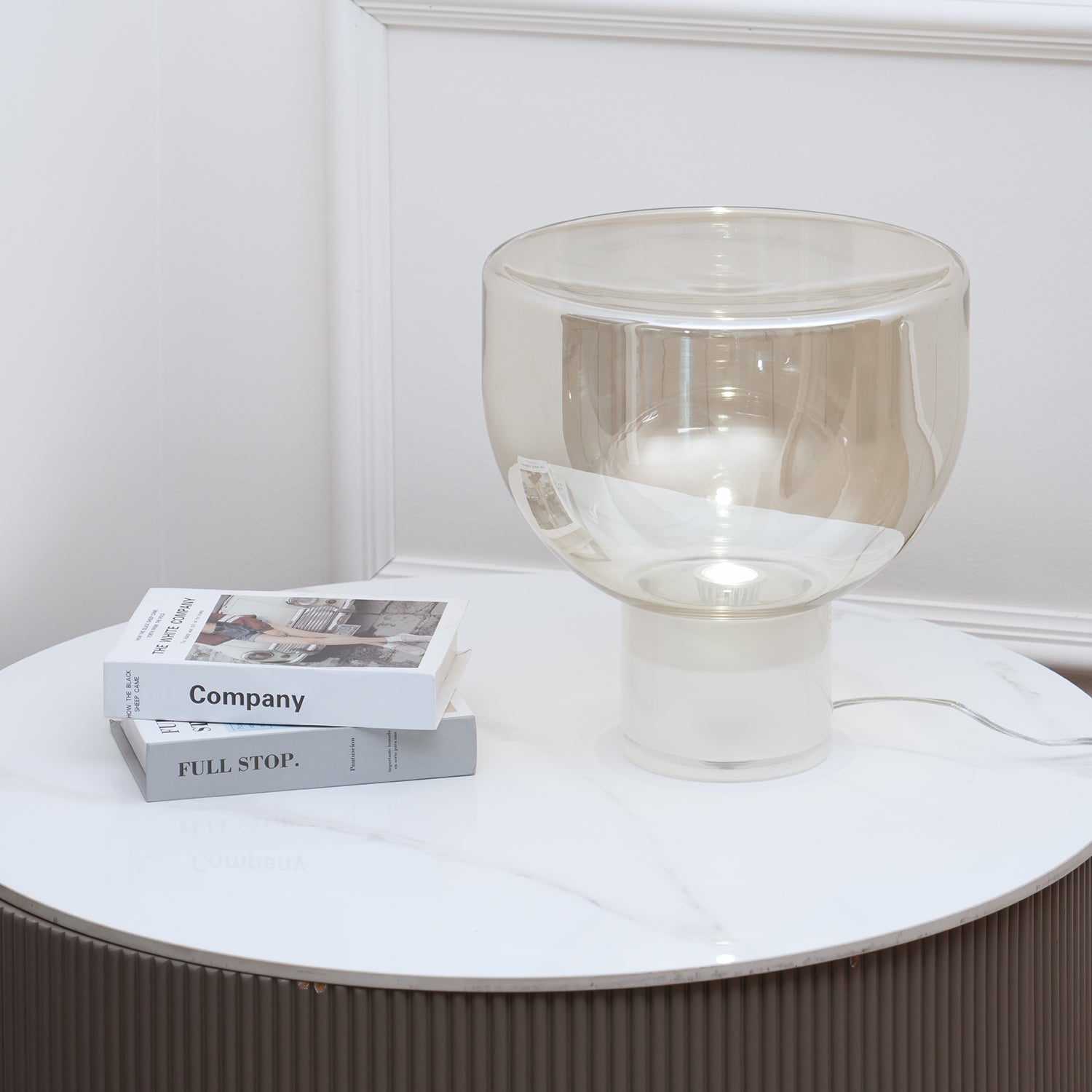 Modern Glass Cone Diffuser Table Lamp Elegant Ambient Desk Lighting for Bedroom and Living Room
