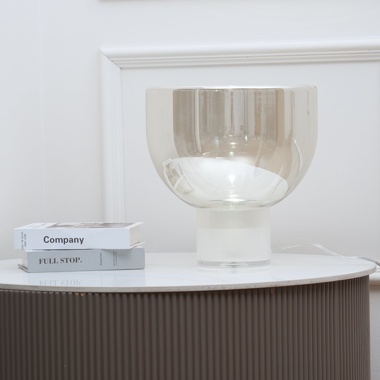 Modern Glass Cone Diffuser Table Lamp Elegant Ambient Desk Lighting for Bedroom and Living Room