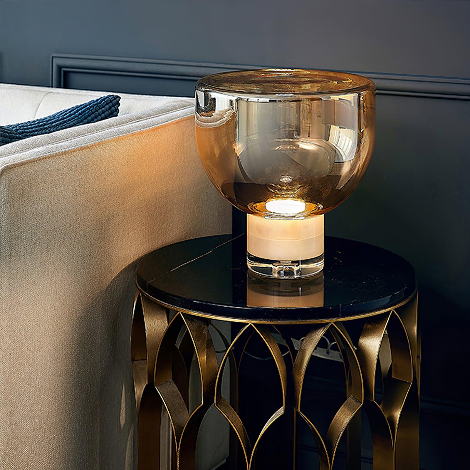 Modern Glass Cone Diffuser Table Lamp Elegant Ambient Desk Lighting for Bedroom and Living Room